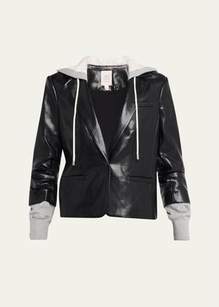Cinq &agrave; Sept Hooded Vegan Leather Jacket