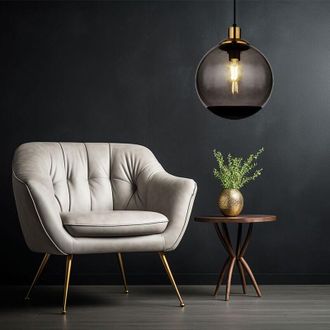 Globo Lighting Lampada a sospensione moderna in vetro lampada a sospensione lampada a sospensione in vetro fumé nero, sfera di vetro in metallo ottone retrò, 1x