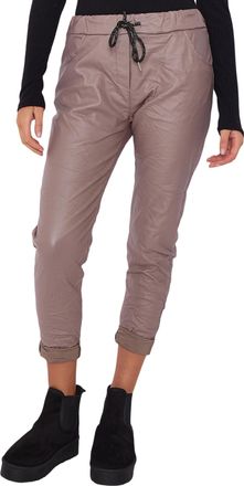 Generic Women Wetlook Magic Trouser Pants, Ladies Faux Leather Soft Stretch Comfy Italian Bottoms with Pockets for Gym Training Workout (Pink, 10-14)