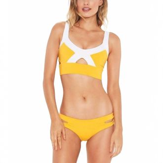 L*Space Solid Estella Classic Bikini Bottom In Sunshine Gold