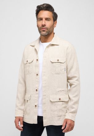 Eterna Langarmhemd ETERNA MODERN FIT, Herren, Gr. 42, Normalgr&ouml;ssen, beige (creme), 100% Leinen, tailliert, Manschette, Hemden Langarmhemd, EASY IRON (b&uuml;gell