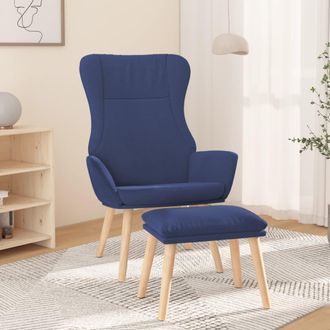Nova Sill&oacute;n De Relax Con Taburete Tela Azul Vidaxl