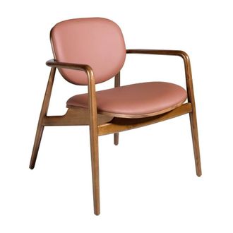 Angel Cerd&aacute; Armchair, Rose Leatherette, Walnut-Coloured Legs