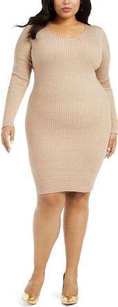Planet Gold Womens Trendy Plus Size Lace-Up-Back Bodycon Dress Yellow Size 2 Extra Large