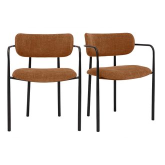 Miliboo Miliboo - Sillas De Terciopelo Texturizado En Color Terracota Y Metal Negro (juego De 2) Swift