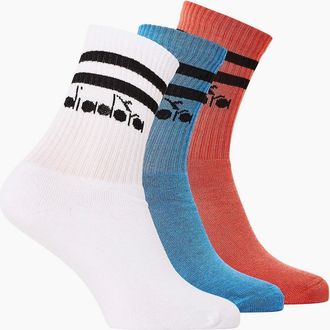 Diadora Mens Three Stripes Patterned Paura Crew Socks - White - Size: 8/5/5.5/6/7/6.5/7.5/4/2.5/4.5/3.5/3