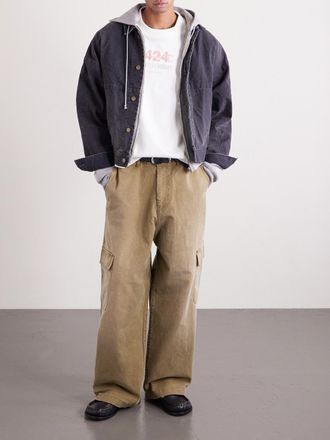 424 + HOORSENBUHS Layered Logo-Print Cotton-Jersey and Waffle-Knit T-Shirt