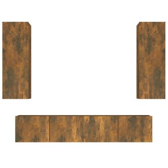 vidaXL Vidaxl - Set De Muebles De Tv 4 Pzas Madera Contrachapada Roble Ahumado