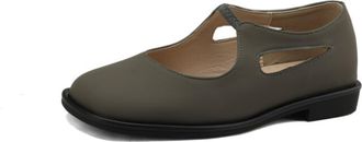 Generic Womens Flat Heel Mary Janes Square Toe PU Leather Office Dress Shoes Slip on Ballet Flats,Grey,5.5 UK
