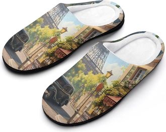 Generic Paris Street Fashion Cotton Slippers for Women Memory Foam House Slippers Non-Slip House Bedroom Shoes