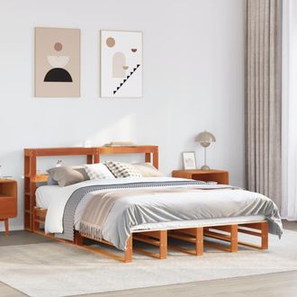 Berkfield Home Bed Frame without Mattress Wax Brown 135x190 cm Double Solid Wood Pine