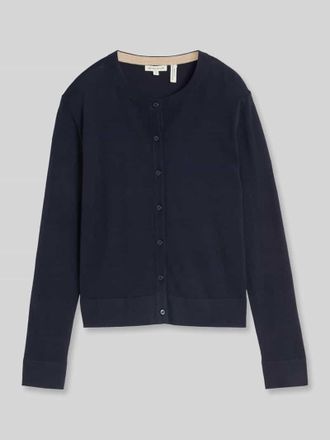Tom Tailor Regular Fit Strickjacke aus Baumwoll-Mix mit Seiden-Anteil in Marine, Gr&ouml;&szlig;e XXXL