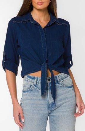 Velvet Heart Persefoni Tie Front Shirt in Dark Blue at Nordstrom Rack, Size X-Small