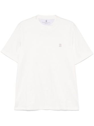 Brunello Cucinelli logo-embroidered T-shirt - White