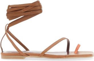Staud Sandalen met bandjes van leer met vetersluiting - Dames - Sandalen - Bruin - 39 EU - Leer - Schoenen
