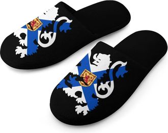 Generic Flag of Scotland Lion Rampant Mens Slippers Warm Non-Slip Houes Shose Spa Slipper for Home Bedroom