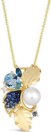 Le Vian 14K 2.39 Ct. Tw. Diamond & Ocean Blue Topaz Drop Pendant