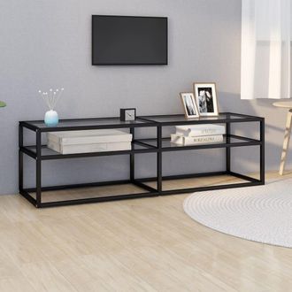 Berkfield Home TV Cabinet Transparent 140x40x40.5 cm Tempered Glass in Clear
