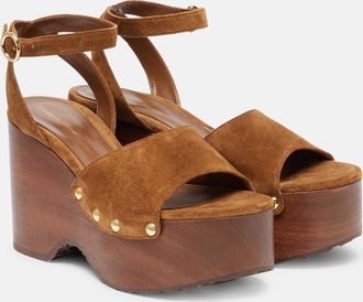 Gianvito Rossi Sandali in suede con zeppa