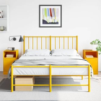 Berkfield Home Bedside Cabinets 2 pcs Mustard Yellow 34.5x39x62 cm Steel
