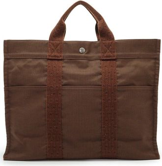 Herm&egrave;s Brown Cotton Herline Shoulder Bag (Authentic Pre-Loved)