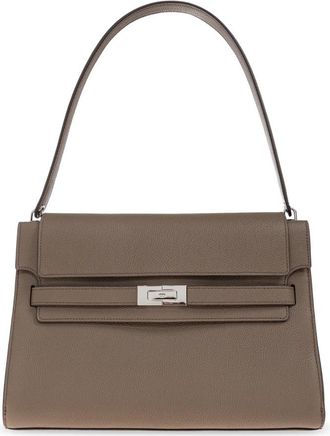 Tory Burch Schoudertas Lee Radziwill Groot - Dames - Schoudertassen - Grijs - ONE Size - Leer - Tassen