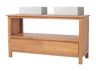 Vente-Unique Mueble de ba&ntilde;o de teca con doble lavabo - 135 cm - KETAPANG