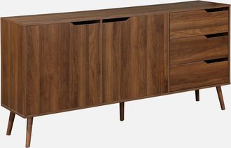 Sweeek Sweeek - Aparador Estilo Escandinavo Con 2 Puertas, 160cm, Nepal, Decoraci&oacute;n En Madera De Nogal, 160x40x80 Cm