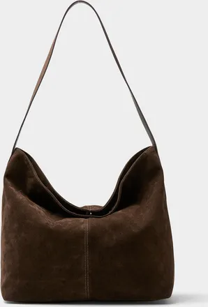 Simons Womens Supple faux-suede square hobo bag