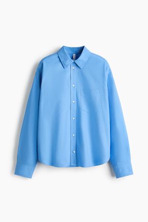 H&M Oversized Popelinebluse - Blue