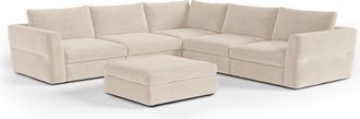 Sia Home Sof&aacute; esquinero panor&aacute;mico modular 8 plazas tejido tramado suave beige