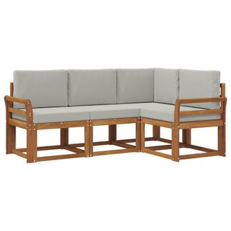 vidaXL Conjunto De Sof&aacute;s De Exterior 4 Pcs Gris Natural Y Claro Vidaxl