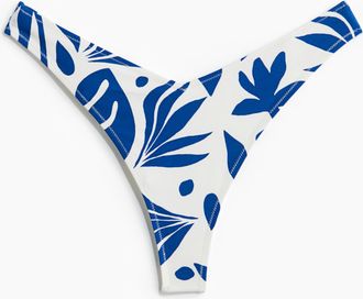 H&M Tanga-Bikinihose - Weiss/Blau Gemustert