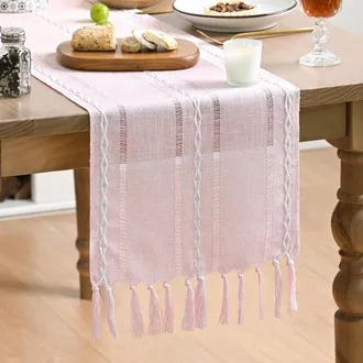 No Brand Stile Boh&eacute;mien, Colore Crema, Stile Country, Nappe, Lavabile, Adatto Per Feste, Compleanni, Decorazioni Per Matrimoni, 10 Runner Da Tavola Rosa, 33x27