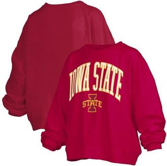 Pressbox Womens Pressbox Cardinal Iowa State Cyclones Janise Arch Over Logo Waist Length Oversized Pullover Sweatshirt at Nordstrom, Size X-Large