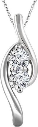Pompeii3 Forever Us Two Stone Diamond Pendant 3/8 Carat 10K White Gold & 18 Chain