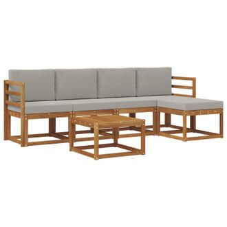 vidaXL Conjunto De Sof&aacute;s De Exterior 6 Pcs Gris Natural Y Claro Vidaxl