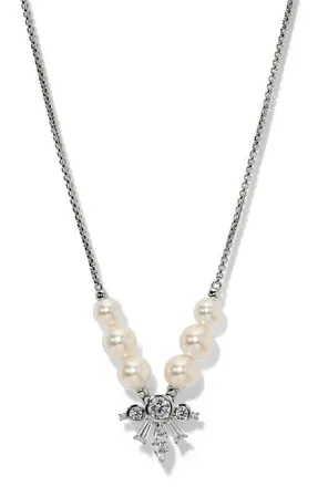 Nadri Undersea Imitation Pearl Frontal Necklace in Rhodium at Nordstrom