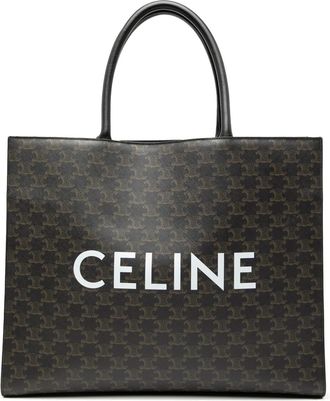 Celine 2021 medium Triomphe Cabas Horizontal gecoate canvas shopper - Bruin