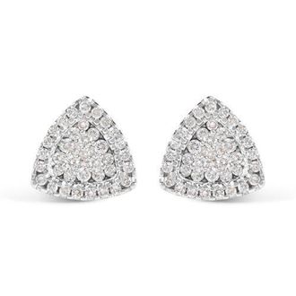 House of Brilliance 14K White Gold 1/2 Ct Trillion Shaped Diamond Stud Earrings at Nordstrom