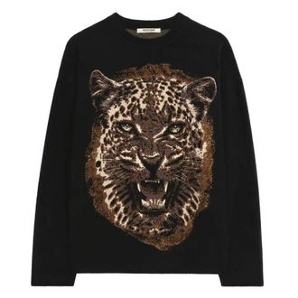 Roberto Cavalli Leopard Motif Knit Sweater, Size XX-Small
