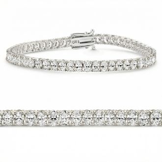 Pompeii3 10Ct Oval Diamond Tennis Bracelet 14k Gold 7 Lab Grown