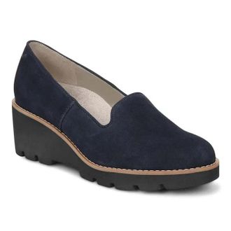 Vionic Womens Vionic Willa I7294L1-400 Loafer Navy Suede Casual Wedge Shoes HAWK760