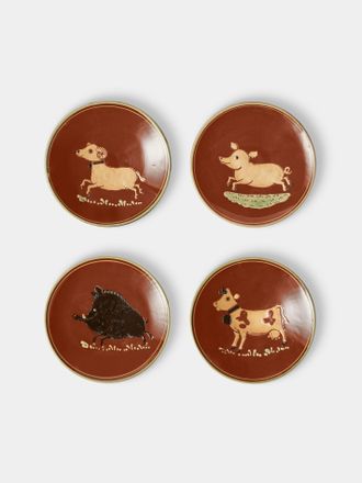 Poterie d'&Eacute;vires Animals Hand-Painted Ceramic Plates - 5.5in/14cm (Set of 4)