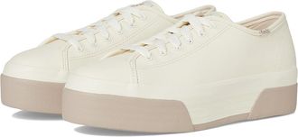 Keds Triple Up Leather Womens Shoes Off-White/Taupe Bumper Foxing Stripe : 10.5 B - Medium