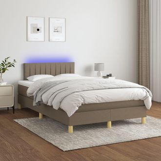 vidaXL Vidaxl - Cama Box Spring Con Colch&oacute;n Y Led Tela Gris Taupe 120x200 Cm