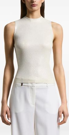 PESERICO metallic ribbed top - White