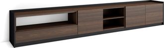 Skraut Home Skraut Home - Mueble Tv, Televisi&oacute;n, 310x37x50cm, Para Tv Hasta 80, Roble Oscuro Y Negro