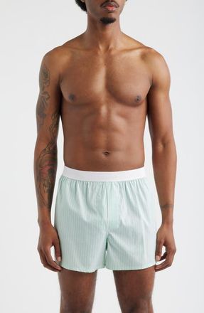 Tom Ford Cotton Poplin Boxer Shorts in Light Green/White at Nordstrom, Size Xx-Large