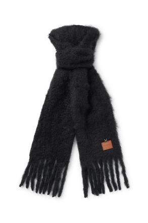 Loewe Logo-Appliqu&eacute;d Fringed Mohair and Wool-Blend Scarf